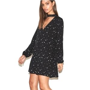 Kendall & Kylie Black Star V-neck Choker Dress